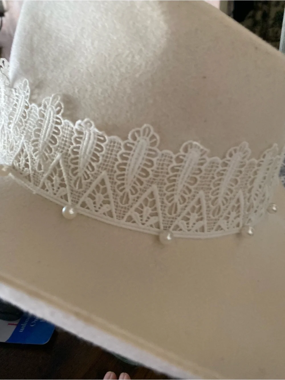 SD Hat Co Now & Forever Wool Felt Cowgirl Hat Lace Pearl Bridal festival Boho